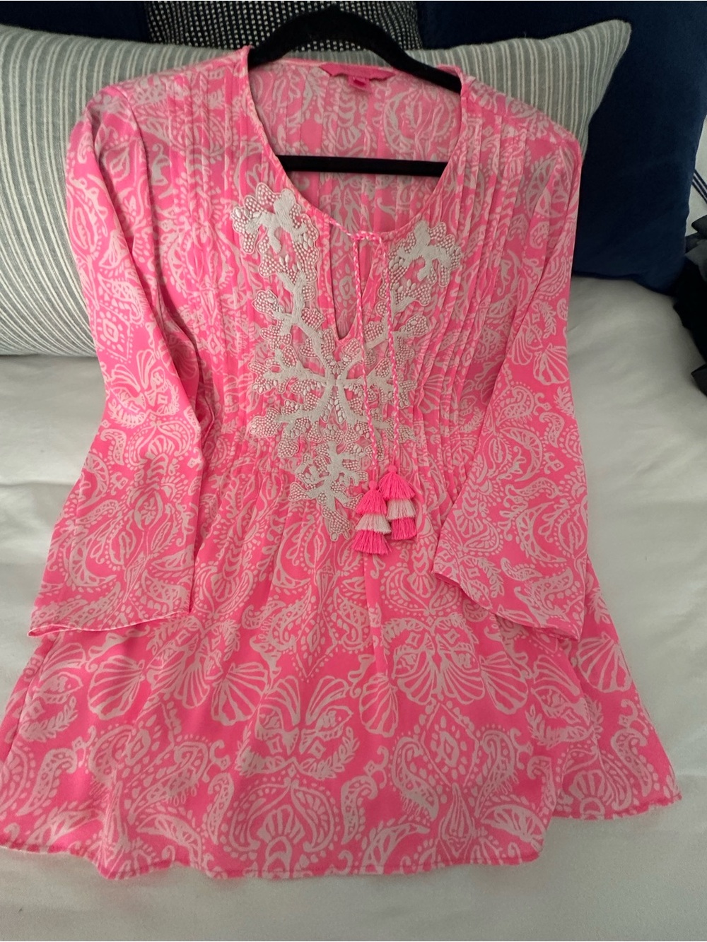 Lilly Pulitzer Pink Paisley Tunic with White Embroidery